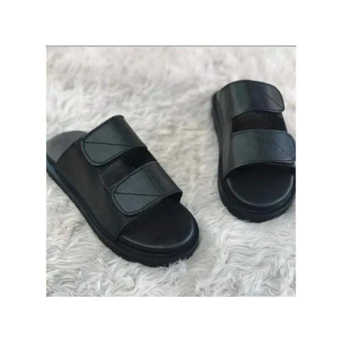Premium Quality Memphis Solid Slides - Black Men Palm Slipper