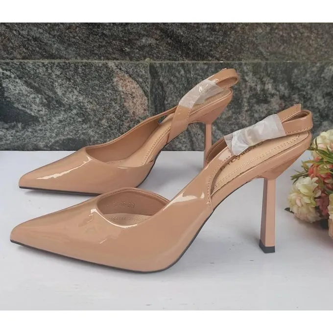 Plain Leather Nude Cover Front Sandal