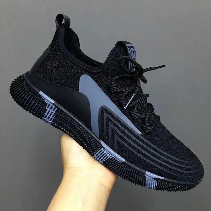 Men's Simple Lightweight Shoes - Casual Athletic Sneakers - Black Canvas