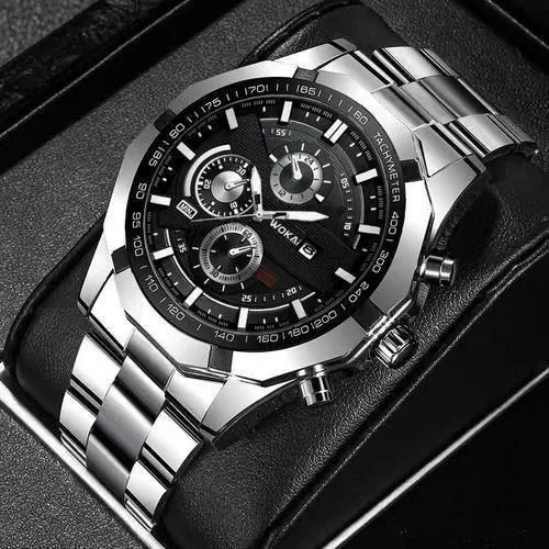 Men's Business Luminous Steel Wrist Watches Quartz Formal Bracelet Silver