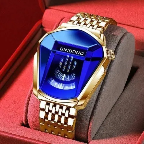 BINBOND Top Luxury Stainless Steel Men Waterproof Wristwatch